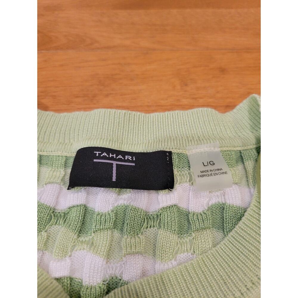 Tahari Tight Knit Short Sleeve Sweater Ladies Size L Preppy - Picture 8 of 10